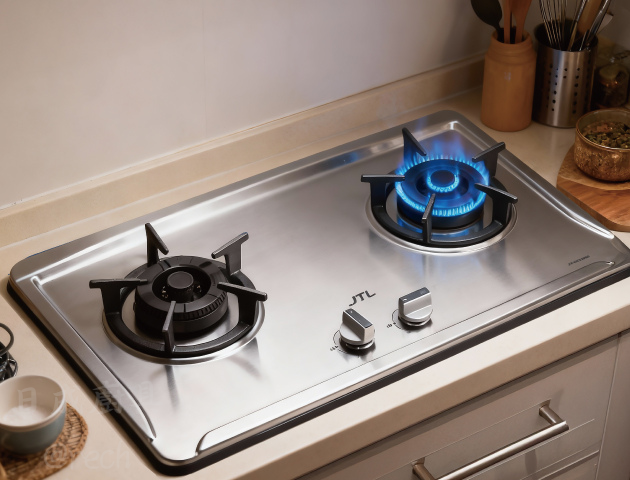 JTL 喜特麗嵌入式雙口爐點火演示，穩定藍火與防漏爐頭設計，耐用不銹鋼檯面清潔方便。