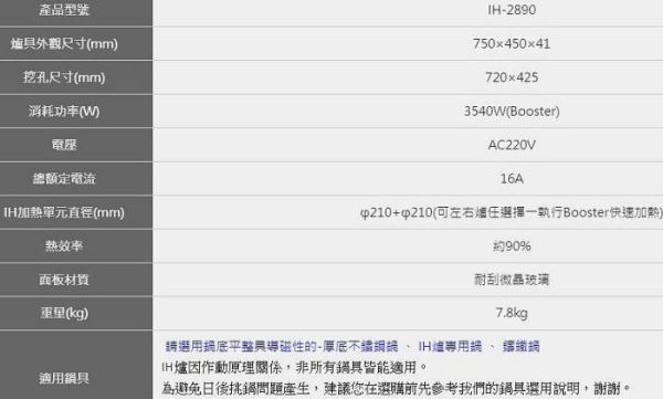 【日成】豪山牌.耐刮.IH微晶調理爐/感應爐.IH-2890 桃園廚具,日成,日成廚衛,日成廚衛生活館,廚具行,日成廚具,豪山,IH爐,高效率,廚具