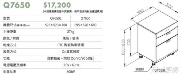 【日成】櫻花牌60cm落地式烘碗機.不銹鋼雙抽 Q7650 