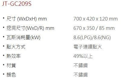 【日成】喜特麗 檯面式瓦斯爐 JT-GC209S 易潔系列.不銹鋼面板 桃園廚具,日成,日成廚具,日成廚衛,日成廚衛生活館,廚具行,喜特麗,瓦斯爐,甜甜價,優惠