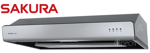 Sakura R3750B 油煙機側面特寫,簡約時尚造型,適合搭配各種廚具櫃體設計。