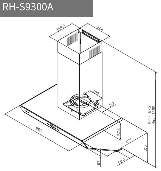 【日成】林內牌.近吸式.降躁.倒T油煙機 RH-S9300A 