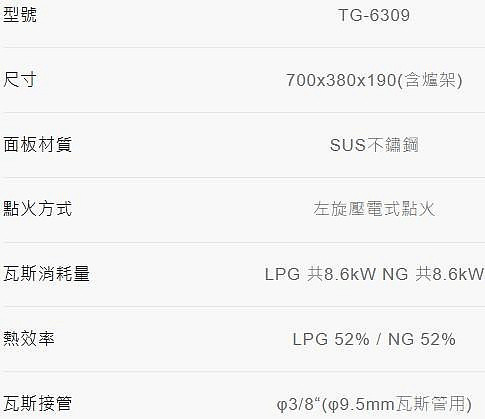 【日成】莊頭北.置放爐 TG-6309 濕鍋零秒點火.銅爐頭 桃園廚具,日成,日成廚衛,日成廚衛生活館,廚具行,日成廚具,豪山,台爐,瓦斯爐,優惠