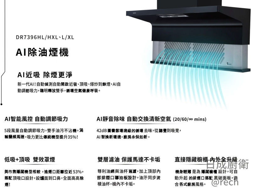 【日成】櫻花牌 DR7396HL/HXL 全隱藏式油煙機.DC變頻馬達 桃園廚具,日成,日成廚具生活館,廚具店,日成廚具,近吸式,油煙機,全隱藏,甜甜價,優惠
