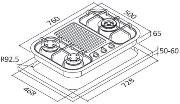 ST-3239-豪山-三口-檯面式-電池DC-電子式連續點火-安全裝置-瓦斯爐-尺寸