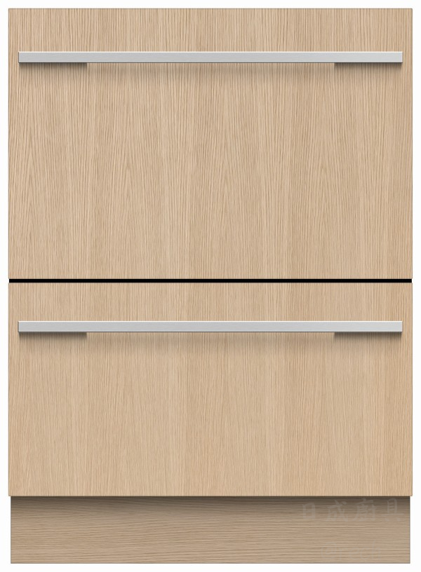 菲雪品克 DD60DHI9 搭配客製化木紋門板，設計師款全嵌入洗碗機外觀。