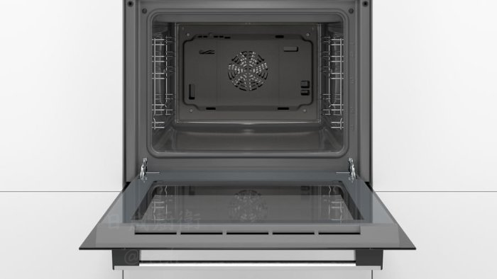 HBF133BR0N-烤箱-BOSCH-嵌入式-經典銀-快速加熱-電子時鐘兼計時器功能-3D熱風-節能式熱風-開外貌