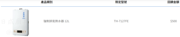 【日成】莊頭北12L 強排型熱水器 TH-7127FE 零件五年保固 桃園熱水器,桃園廚具,日成,日成廚具,日成廚衛生活館,廚具行,莊頭北,熱水器,零件五年保固,強制排氣