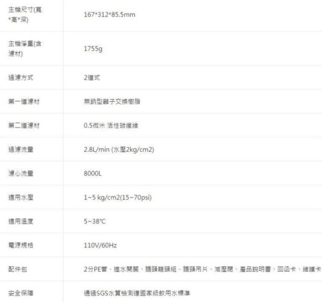 【日成】櫻花牌 快捷高效淨水器 (雙管軟水過濾型) P0681 