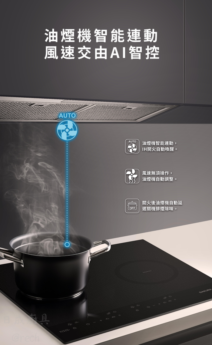 EG2501G-EG2501GC-櫻花-IH爐-智能連動-油煙機連動功能-陶瓷微晶玻璃-一鍵智能煲湯-小火輸出穩定-風速交由AI智控