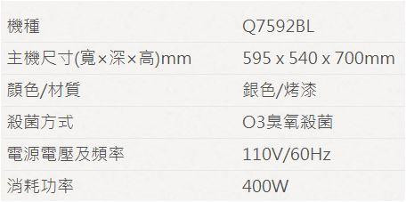 【日成】櫻花牌60cm落地式烘碗機.不銹鋼雙抽 Q-7592BL 