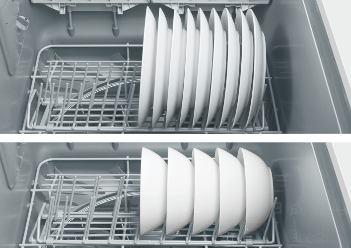 DD60DCHX9 內部彈性調整碗籃架，可放中式碗盤與餐具細節