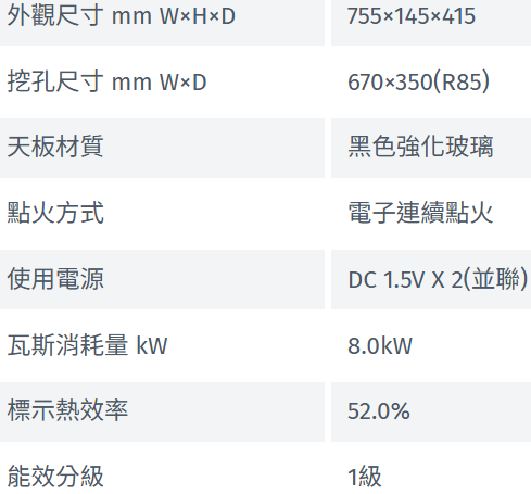 RB-N2681G(B)瓦斯爐-林內-檯面式-檯面爐-內焰-智能連動-日本專利-一級能效-規格