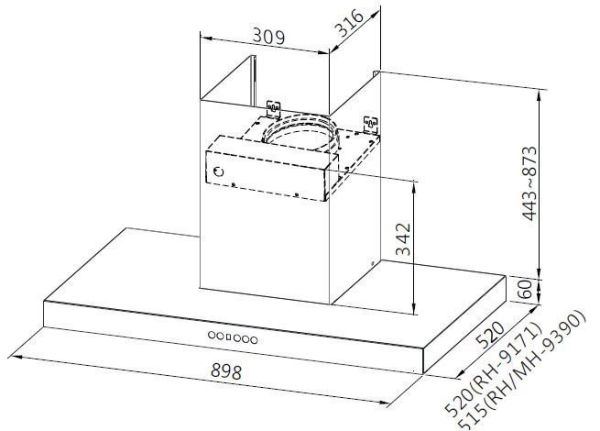 【日成】林內牌90cm 環吸系列 歐化倒T式排油煙機 (導流板設計) RH-9390 