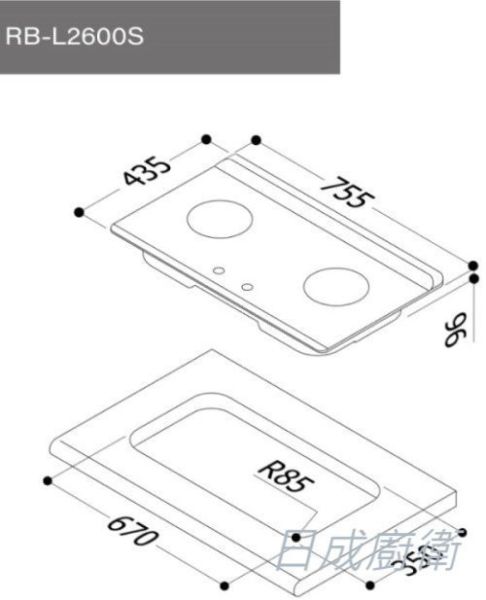 【日成】林內牌 檯面式瓦斯爐 彩焱 RB-L2600S 不銹鋼雙口爐 