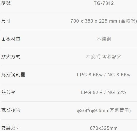 【日成】莊頭北 TG-7312 一級能效 雙環銅爐頭 雙控定時嵌入爐 含基本安裝 桃園廚具,日成,日成廚衛,日成廚衛生活館,廚具行,廚具,莊頭北,嵌爐,瓦斯爐,優惠