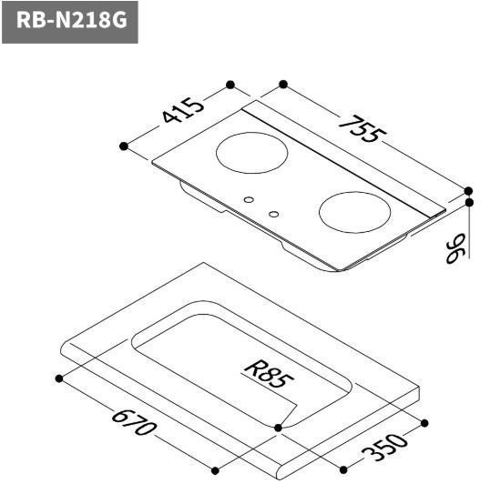 【日成】林內牌 RB-N218G(B) 二口檯面式瓦斯爐 內焰 智能連動 