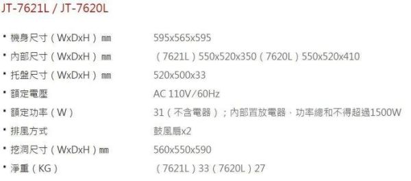 【日成】喜特麗 嵌入式電器收納櫃（抽屜型）JT-7621L (上掀門.不銹鋼內框.托盤) 