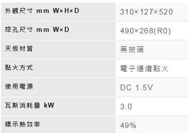 RB-N100G瓦斯爐-林內-內焰-單口-黑玻璃-檯面式-日本專利-熄火安全-電子連續點火-規格