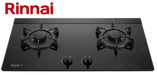 Rinnai-林內-LOTUS-智能連動-二口檯面式瓦斯爐-黑玻璃-RB-F218G(B)