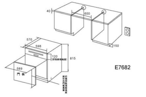 【日成】櫻花牌半嵌式洗碗機110V-12人份 E7682 