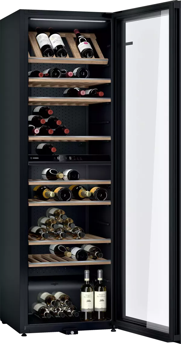 【 BOSCH 博西】KWK36ABGB  雙層控溫 獨立式酒櫃 BOSCH 博西,KWK36ABGB,雙層控溫 獨立式酒櫃,精緻飲品收納,俐落質感設計,飲品保存取用更便利,金亞家電