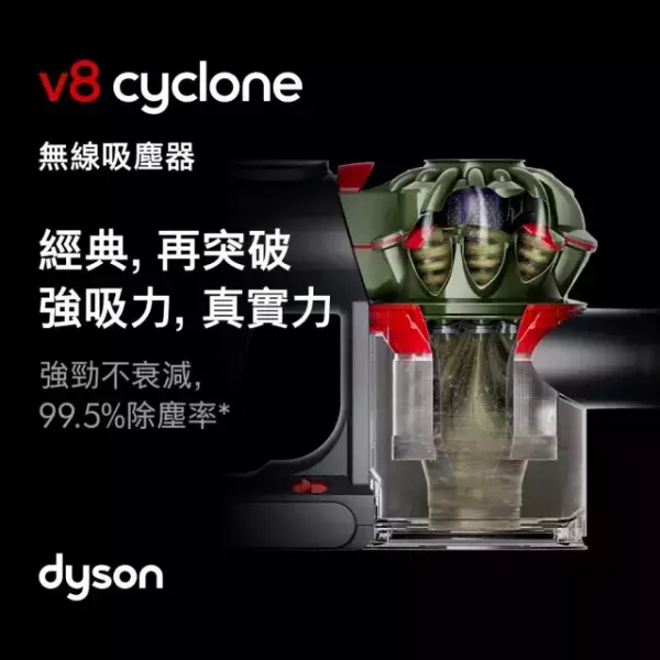 【dyson 戴森】V8 Cyclone SV55  無線吸塵器 dyson 戴森,V8 Cyclone SV55,無線吸塵器,經典強吸力,強勁不衰減,最長續航60分,金亞家電