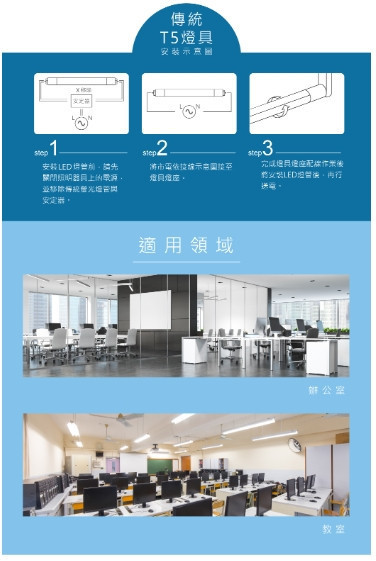 T5 驅動內藏型燈管 