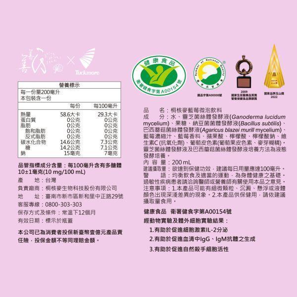Goodrink-β｜菇菌能量微泡飲 菇菌能量飲,Goodrink-β,靈芝,巴西蘑菇,納豆菌,桐核麥藍莓微泡飲,Beta,Gulcan,複方,多醣體,Good drink,好喝,調節免疫,健字號認證,小綠人,SNQ,國家品質,一億元產品責任險,桐核麥,善善心,氣泡飲