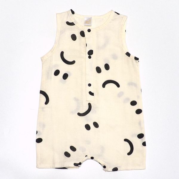 有機棉無袖連身衣-點點塗鴉 有機棉,嬰兒連身衣,寶寶衣服,無袖連身衣,台灣製童裝,有機棉童裝,環保印染,親膚材質,嬰幼兒服飾,有機棉連身衣