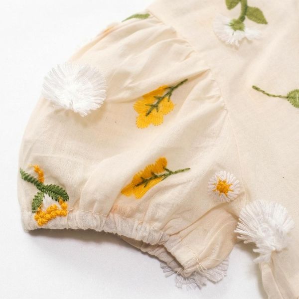 純棉包屁衣-刺繡花朵 刺繡包屁衣,花朵包屁衣,女寶寶包屁衣,台灣製童裝,純棉包屁衣,環保印染,嬰兒公主服