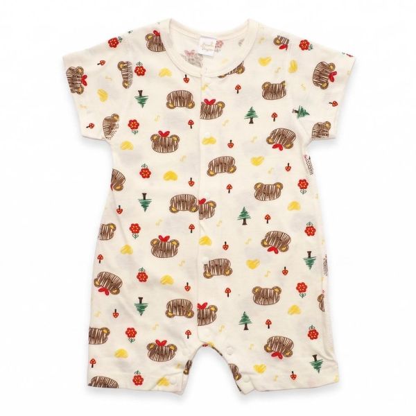 有機棉短袖連身衣-小花熊 有機棉短袖連身衣,小花熊,100%有機棉,台灣製童裝,環保印染,嬰兒包屁衣,親膚嬰兒服,寶寶夏日服飾