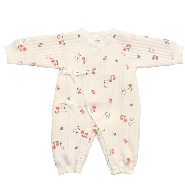 新生兒有機棉鋪棉和尚服-兔兔小花 有機棉嬰兒服, 和尚服推薦, 台灣製童裝, 新生兒衣服, 鋪棉包屁衣, 嬰兒保暖內衣, 100%有機棉, 兔兔花卉童裝, 彌月禮物推薦, 寶寶開襟衫, 嬰兒天然材質, 抗敏嬰兒服, 冬季寶寶衣服, 初生兒必備, 優質台灣童裝