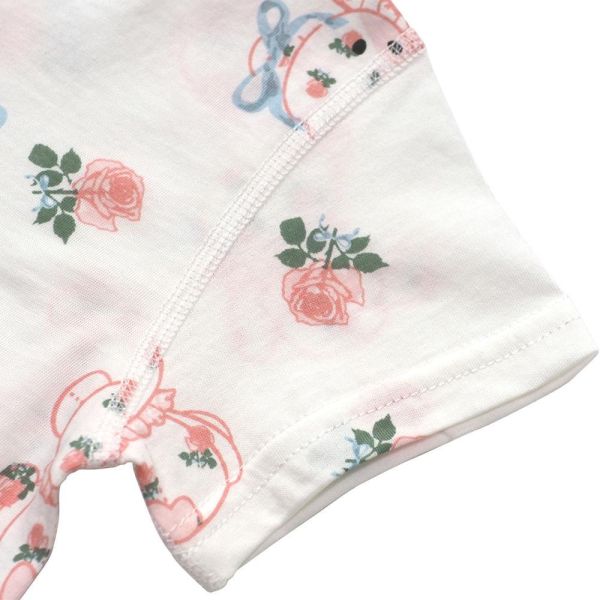 竹纖維短袖連身衣-花朵小熊 竹纖維連身衣,嬰兒短袖連身衣,台灣製童裝,竹纖維童裝,包屁衣推薦,親膚嬰兒服,吸濕排汗童裝,環保印染,夏季連身衣,花朵小熊