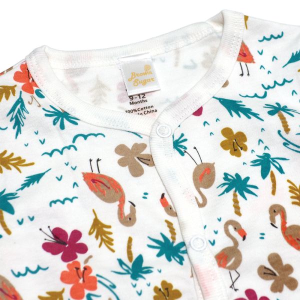 純棉排扣式長袖連身衣-繽紛花園 秋冬寶寶衣,寶寶保暖衣,嬰兒長袖連身衣,有機棉寶寶衣,新生兒厚棉服,嬰兒外出服,秋冬嬰兒服飾,台灣製嬰兒衣,保暖和尚服