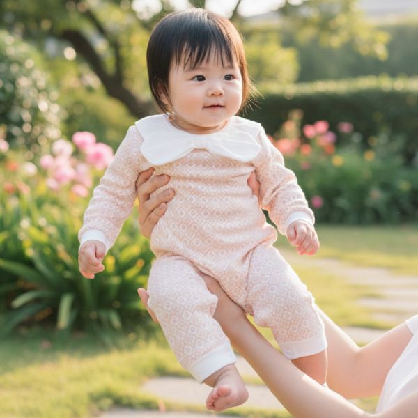 純棉長袖連身衣-菱格蝴蝶結 嬰兒連身衣,純棉童裝,菱格紋包屁衣,蝴蝶結女嬰服飾,高品質寶寶衣服,長袖連身爬服,嬰幼兒純棉衣物,滿月禮盒推薦,透氣嬰兒服,優雅公主風童裝,親膚棉質連身裝,日常嬰兒穿搭