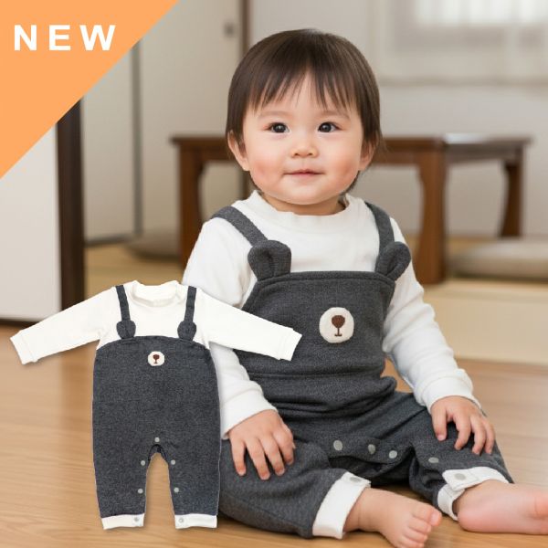 純棉連身衣-可愛小熊 假兩件連身衣,寶寶吊帶褲,小熊童裝,純棉哈衣,男寶外出服,嬰兒紳士服,長袖爬服,造型連身衣,抓周服裝,滿月禮
