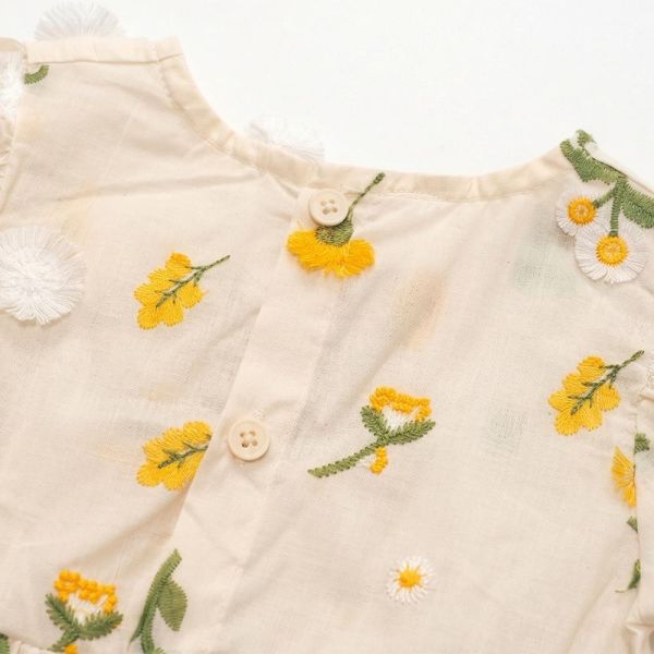 純棉包屁衣-刺繡花朵 刺繡包屁衣,花朵包屁衣,女寶寶包屁衣,台灣製童裝,純棉包屁衣,環保印染,嬰兒公主服