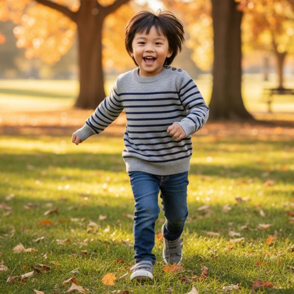 Breton Stripe Sweater - Gray&Blue BARQUE,針織衫,嬰兒針織,幼兒針織,針織衣,毛衣,保暖上衣