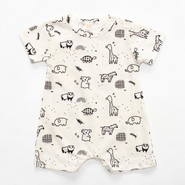 薄棉短袖連身衣-塗鴉動物 薄棉短袖連身衣,紅蘿蔔小兔,100%純棉,台灣製童裝,環保印染,嬰兒棉質衣物,透氣連身衣,寶寶夏日服飾