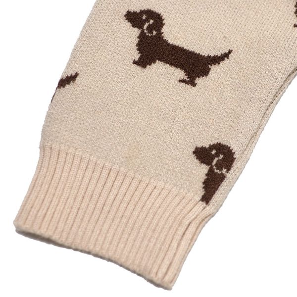 臘腸狗針織連身衣 針織連身衣,臘腸狗童裝,寶寶哈衣,嬰兒爬服,棉質混紡,秋冬童裝,長袖包屁衣,可愛動物圖案,保暖連身衣