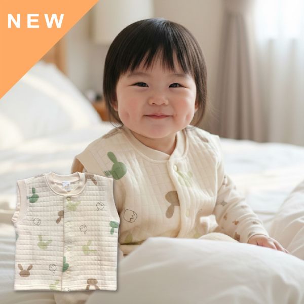 有機棉鋪棉背心-冰棒兔兔 秋冬寶寶衣,寶寶保暖衣,嬰兒長袖連身衣,有機棉寶寶衣,新生兒厚棉服,嬰兒外出服,秋冬嬰兒服飾,台灣製嬰兒衣,保暖和尚服