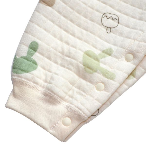 有機棉鋪棉連身衣-冰棒兔兔 秋冬寶寶衣,寶寶保暖衣,嬰兒長袖連身衣,有機棉寶寶衣,新生兒厚棉服,嬰兒外出服,秋冬嬰兒服飾,台灣製嬰兒衣,保暖和尚服