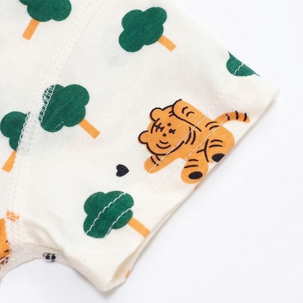 薄棉短袖連身衣-森林小虎 薄棉短袖連身衣,森林小虎,100%純棉,台灣製童裝,環保印染,嬰兒夏日服裝,包屁衣,寶寶外出服