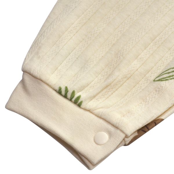 有機棉緹花連身衣-綠洲獅子 有機棉,秋冬寶寶衣,寶寶睡衣,一件式,嬰兒睡衣,台灣製造敏感肌衣服,透氣衣物,天然有機棉