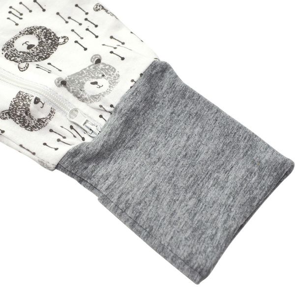 有機棉雙拉鍊長袖連身衣-大頭熊 秋冬寶寶衣,寶寶保暖衣,嬰兒長袖連身衣,有機棉寶寶衣,新生兒厚棉服,嬰兒外出服,秋冬嬰兒服飾,台灣製嬰兒衣,保暖和尚服