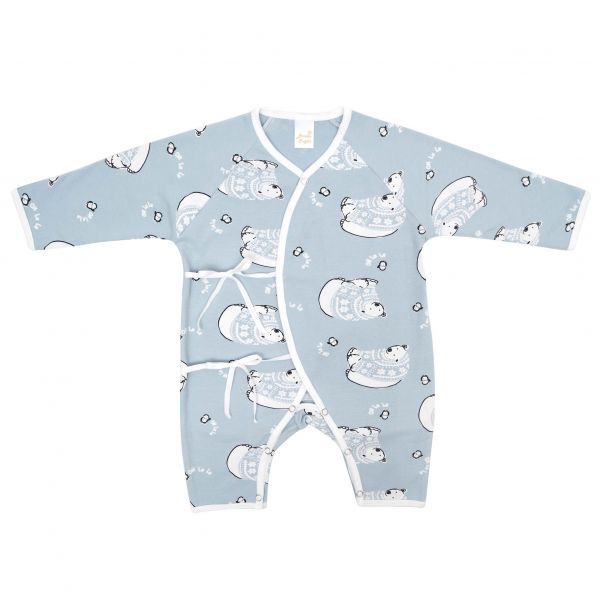 新生兒有機竹纖維和尚服-藍色北極熊 有機棉,台灣製,新生兒,和尚服,紗布衣,肚衣,親生兒服飾,0-6個月,純棉,透氣寶寶衣