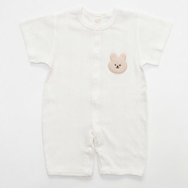 有機棉短袖連身衣-可愛小兔(白) 有機棉短袖連身衣,可愛小兔,100%有機棉,台灣製童裝,環保印染,嬰兒親膚衣物,包屁衣,寶寶外出服