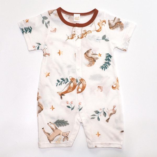 竹節棉短袖連身衣-奇幻動物 竹節棉連身衣,嬰兒短袖包屁衣,100%純棉,MIT童裝,奇幻動物,短袖連身衣,環保印染,寶寶衣服,夏日童裝,台灣製童裝