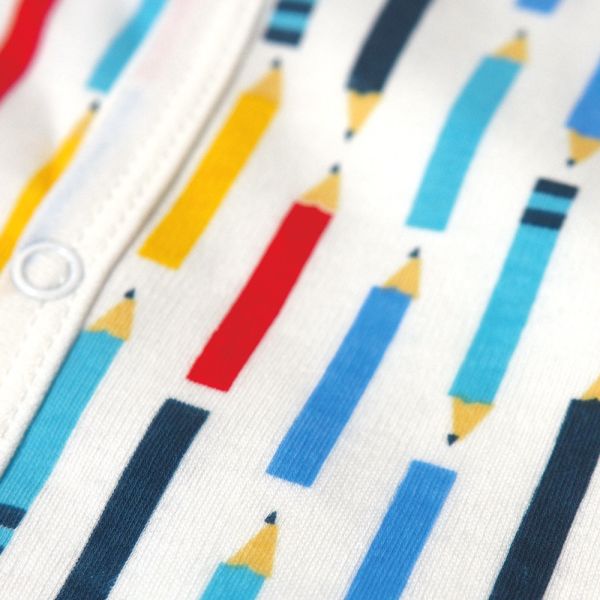 純棉排扣式長袖連身衣-彩色鉛筆 秋冬寶寶衣,寶寶保暖衣,嬰兒長袖連身衣,有機棉寶寶衣,新生兒厚棉服,嬰兒外出服,秋冬嬰兒服飾,台灣製嬰兒衣,保暖和尚服